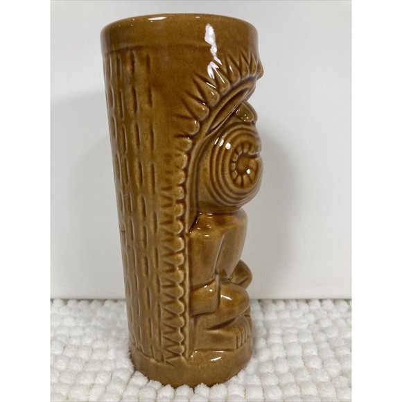 Vintage 6.5" Hawaiian Tiki Bar Tumbler Cup Mid Century Mod Ceramic - Picture 2 of 8
